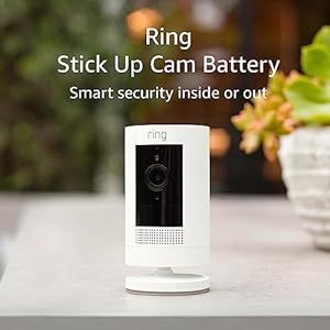Ring Stick Up Cam Battery | Weather-Resistant Outdoor Camera, Live View, Color Night Vision, Two-way Talk, Motion alerts, Works with Alexa | White