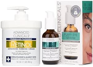 Advanced Clinicals Retinol Firming Cream + Puffy Eye Brightening Serum Set