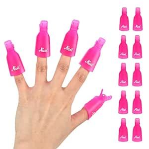 (10 Pcs Pink) Plastic Acrylic Nail Art Soak Off Cap Clip UV Gel Polish Remover Wrap Tool Gel Nail Polish Remover Clips for Fingernail Removal Soak Off Clips Wrap Cleaner Cap Clip