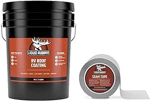 Liquid Rubber RV Leak Repair Kit - Weatherseal Camper and Trailer Roofing, Bundles Includes RV Roof Coating 5 Gallon and Seam Tape 4 Inch x 50 Foot Roll