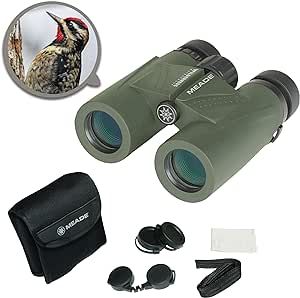 Meade Instruments – Wilderness 8x32 Waterproof Compact Lightweight Outdoor Bird Watching Sightseeing Sports Concerts Travel HD Binoculars for Adults – Multi-Coated BaK-4 Prisms – With Carrying Bag
